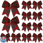 Jetec 12 Pcs Christmas Buffalo Plaid Bows Decorations 6 Inch Christmas Check 