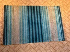Laura Ashley striped teal/ blue/ beige/ pink rug with fringe, 116 x 177cm