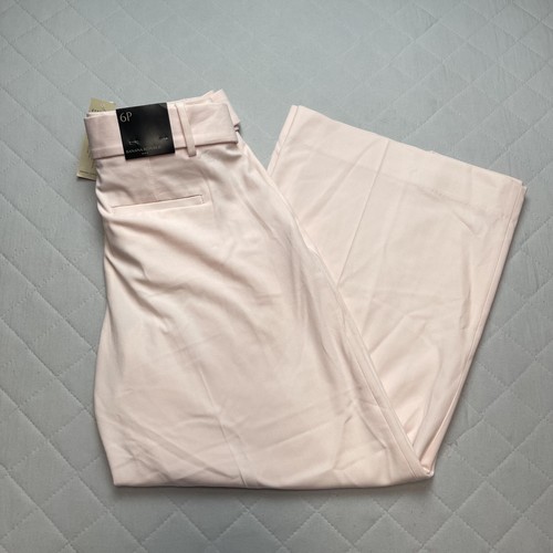 Banana Republic Damenhose 6P zierlich rosa weites Bein Gürtel Kollektion elegant
