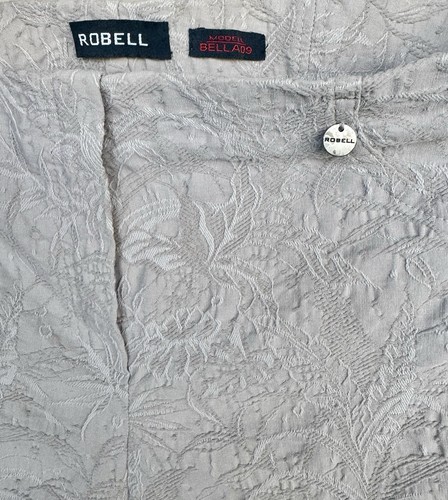 Robell Bella 09 Damen Hose beige Blumen Jacquard Pull-On schmale Passform Knöchelgröße 14* - Bild 7 von 14
