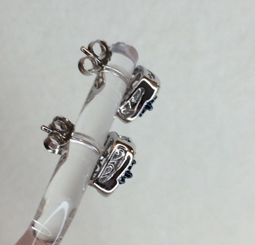 Diamond Accent Blue and White Diamond Rhodium Over Sterling Silver Earrings NEW - Picture 4 of 6
