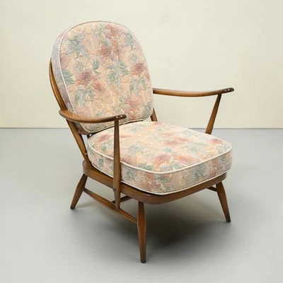 Ercol Windsor Easy Chair Model 203 1970s New Webbing Light Finish FREE Delivery - Image 1 of 4