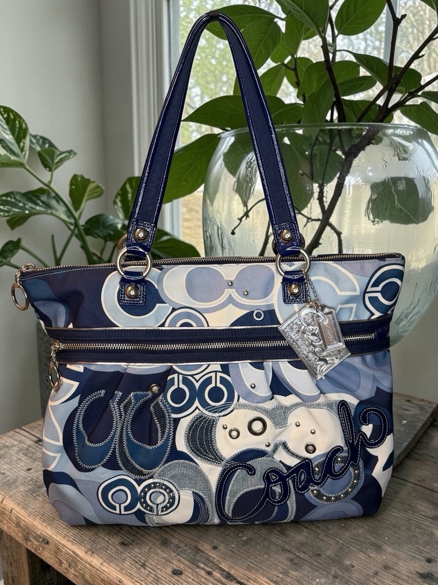 希少✨COACH POPPY ポピーちゃん トートバッグ ブルー シルバー ラメ Coach Poppy Glam Pop Denim Appliqué Tote | eBay