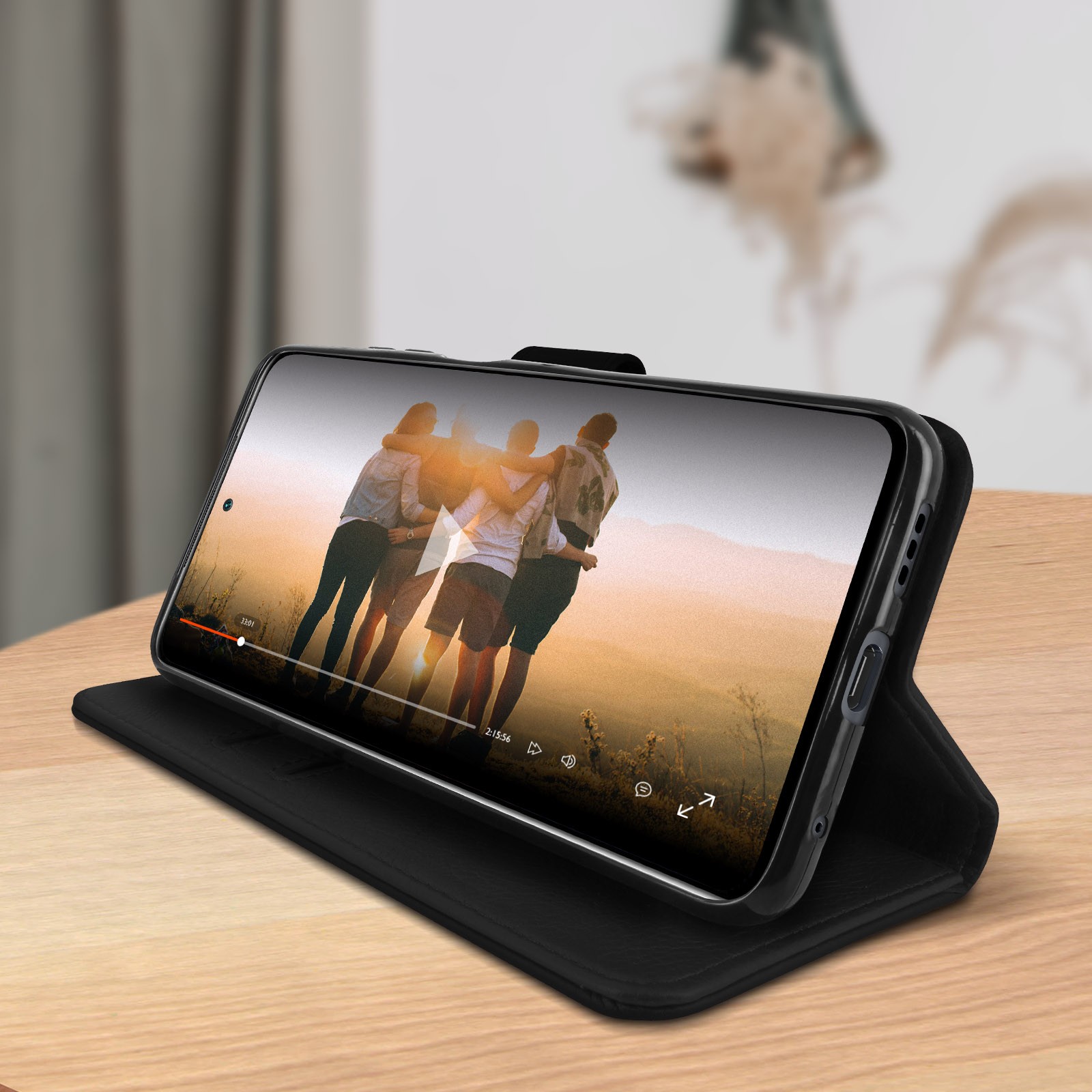 Coque Redmi Note 10 Pro avec porte-carte et support vidéo noir