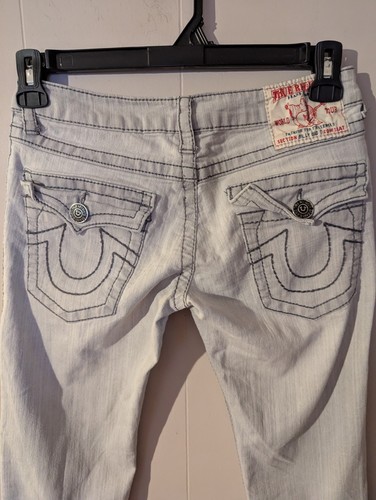 True Religion Jeans Damen 29 weiß BILLY BIG T Skinny Stitch Pattentaschen USA - Bild 1 von 9