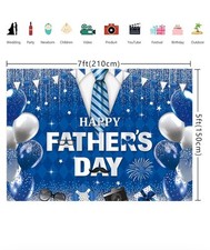 Happy Fathers Day Backdrop Blue Silvery Glitter Balloons Photo Background 7x5 FT