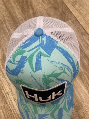 Cappello da Pesca Huk Berretto Maglia Regolabile Schiena Blu Teal Bianco Performance Snapback - Foto 18 di 22