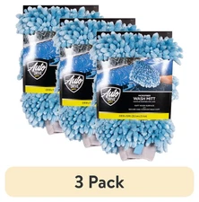 (3 pack) Auto Drive Car Wash Microfiber Mitt, Blue, 1 Count