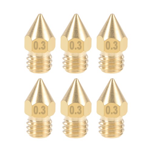 0.3mm 3D Printer Nozzle Head M6 Thread MK8 1.75mm Extruder Print Brass 6pcs - Afbeelding 1 van 3