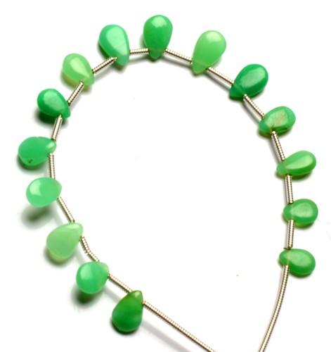 Natural Chrysoprase Gemstone 7x5 to 8x6mm Size Smooth Pear Shape Beads 5" Strand - Picture 4 of 5