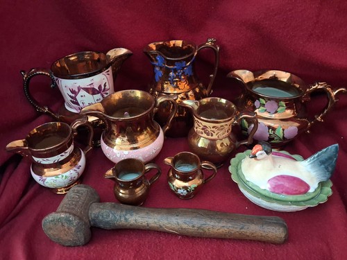 8 Glanzkrüge Hammer 2 Staffordshire Figuren Mini Henne Kammerstab ⭐️RESERVIERT 🌟