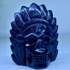 Intaglio Ossidiana Lucida - Scultura Artigianale Opera in Pietra Arte - 425G