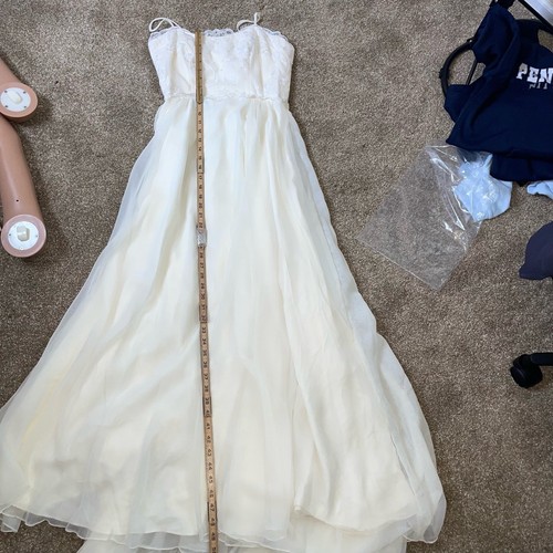 House of Bianchi wedding dress beaded sleeveless spaghetti strap IVORY SZ 10  - Picture 7 of 11