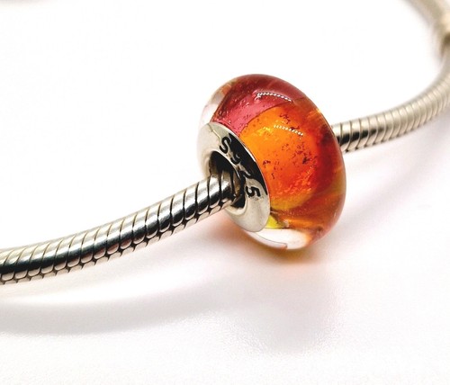 🩷 Dije de cuentas de cristal de Murano arco iris rosa y marrón tawny genuino plata S925 🩷 - Imagen 9 de 13