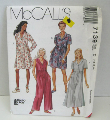 McCall's Learn To Sew For Fun 7139 Dress, Jumpsuit, Romper Misses 10-14 Pattern