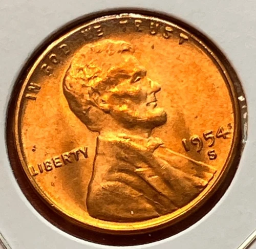 1954-S Lincoln Wheat Cent Penny GEM RED BU From an Original Bank Roll