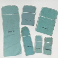 6 Assorted Authentic Vintage Tiffany & Co Flannel Jewelry / Flatware Pouches
