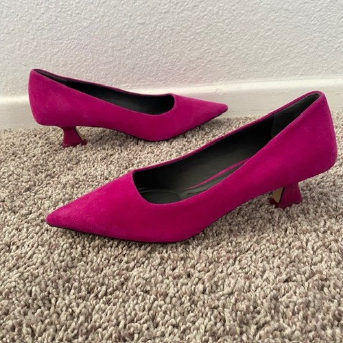 Sarto Diva Low Heel Pump Kitten Heels Pink Suede Dress Shoes Women's 5.5M NWOT - Picture 1 of 13