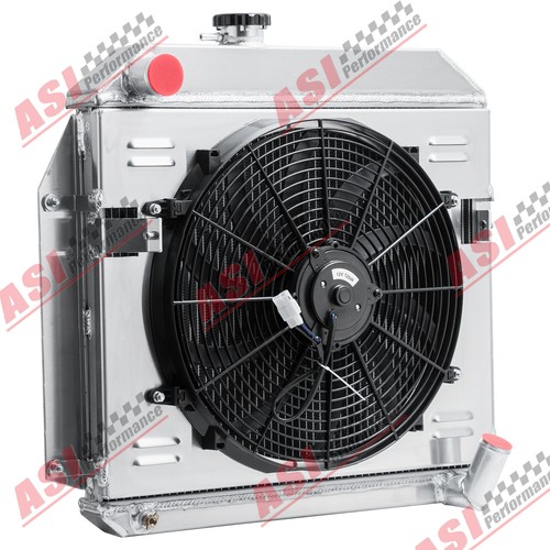 2 Row Aluminum Radiator Shroud Fan For 55-1956 Plymouth Fury Plaza Suburban - Foto 6 di 8