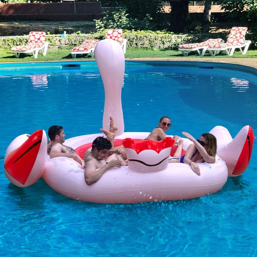 Isla flotante inflable flamenco para 6 personas ideal para piscina, lago y río - Imagen 2 de 12