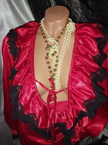 VTG SATIN SHINY IMPORT FABRICS SISSY RUFFLES POETS ANNASTAISA FRILLY BABYDOLL 48 - Picture 13 of 15