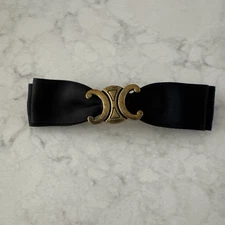 Celine Hair Clip Barrette Black/Gold Ribbon