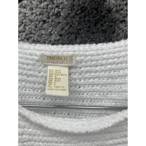 Forever 21 Kids White Glitter Sweater Top Size 11/12 Casual Lightweight Pullover - Picture 2 of 9