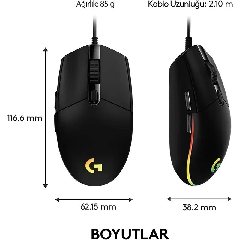 Mouse USB Wired 8000 DPI Optical G102 Gaming Mouse For PC Laptop Mac UK - Image 2 of 4