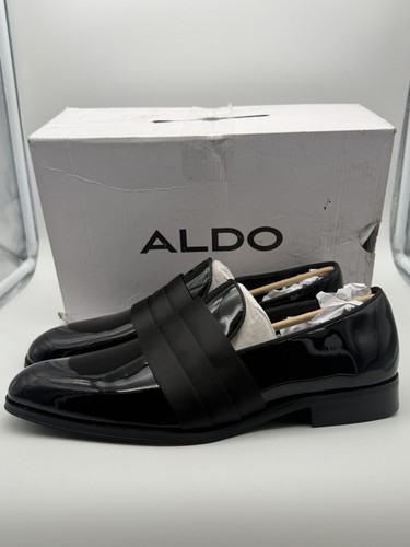 Aldo Schuhe Herren Größe 9 Schwarz Lackleder Elegant Halbschuhe Slipper Kenny-001 - Bild 4 von 9