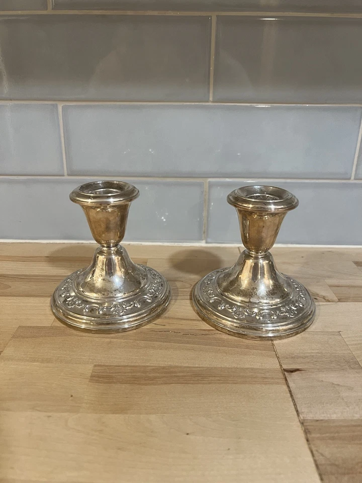 Conjunto de 2 castiçais esterlinos Gorham Studio ponderados - Imagem 2 de 4