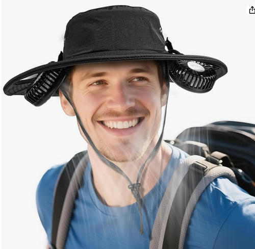 2-in-1 Hands-Free Hat Fan with Detachable Neck Fan,2600mAh Rechargeable for Outd