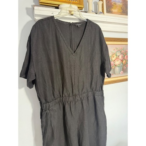 Eileen Fisher Jumpsuit schwarz Kurzarm elastischer Bund Damen 2X Leinenmischung - Bild 4 von 6