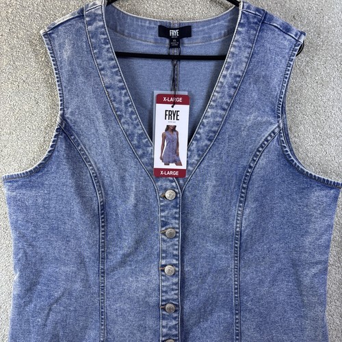 Frye Jeans Minikleid Damen XL hellblau Knopfleiste Cottagecore Cowgirl NEU