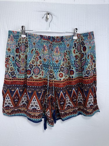 Westport 1962 Colorful Boho Paisley Elastic Soft Flowing Wide Leg SHORTS 2X - Picture 3 of 7