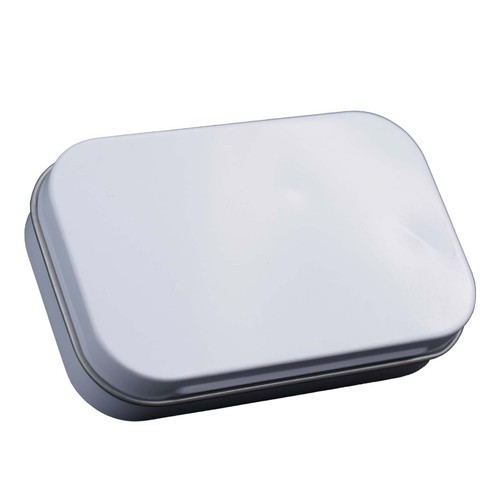 Metal Rectangular Mini Empty Tin Box Tinplate Bin Jar Flip Hinged Container - Picture 13 of 15