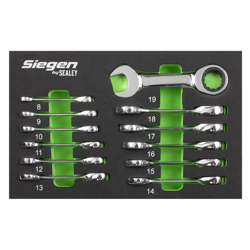 Sealey S0633 Stubby Ratchet Combination Spanner Set 12pc Metric - Picture 3 of 12
