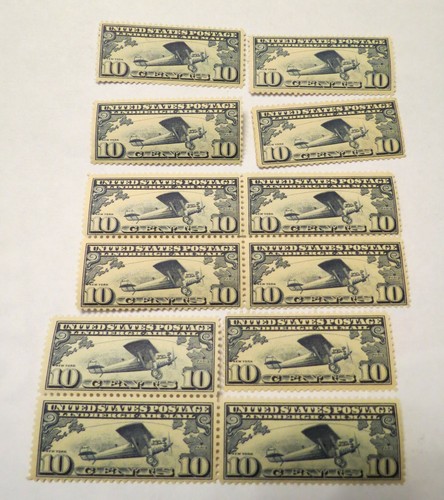 SCOTT #C10 1927 LINDBERGH ISSUE LOT OF 12 PCS NEVER HINGED - Picture 1 of 3