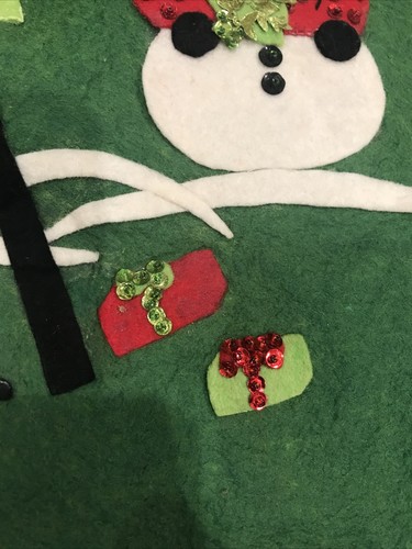 Mantel de Navidad vintage hecho a mano muñeco de nieve mediados de siglo decoración navideña único en su clase MCM - Imagen 9 de 12