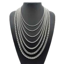 Stainless Steel Braided Wheat Chain Necklace Bracelet Men Women 16"-30"