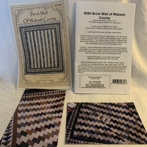 Brick Wall of Wabash County Quilt Pattern by Sew Unique Creations 61 x 72 inch