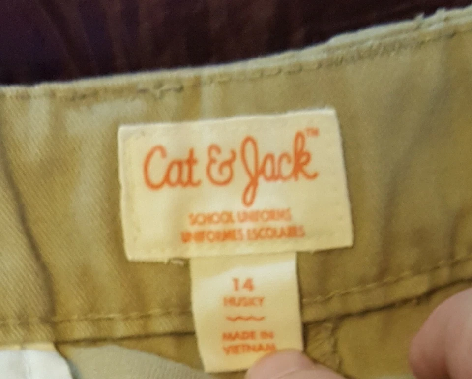 Lote de TRES tostadas francesas, pantalones cortos de frente plano para niños, azul marino, marfil, talla 14 Husky Foto 2 de 3