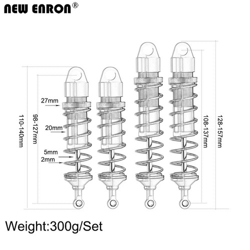 4Pc Front Rear RC Damper Shock Absorbers For RC Car Traxxas 1/8 Sledge 9660 9661 - Picture 2 of 26