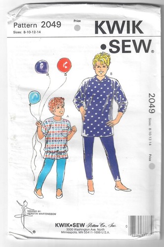 Kwik Sew 2049 Sewing Pattern Girls Tops Pants Sizes 8-10-12-14 Uncut Sealed - Picture 1 of 2