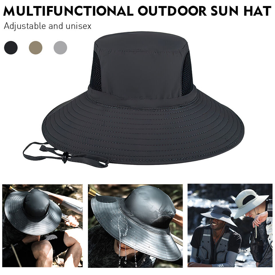 Adjustable Wide Brim Sun Hat Boonie Bucket Cap Fishing UV Protection Men Women