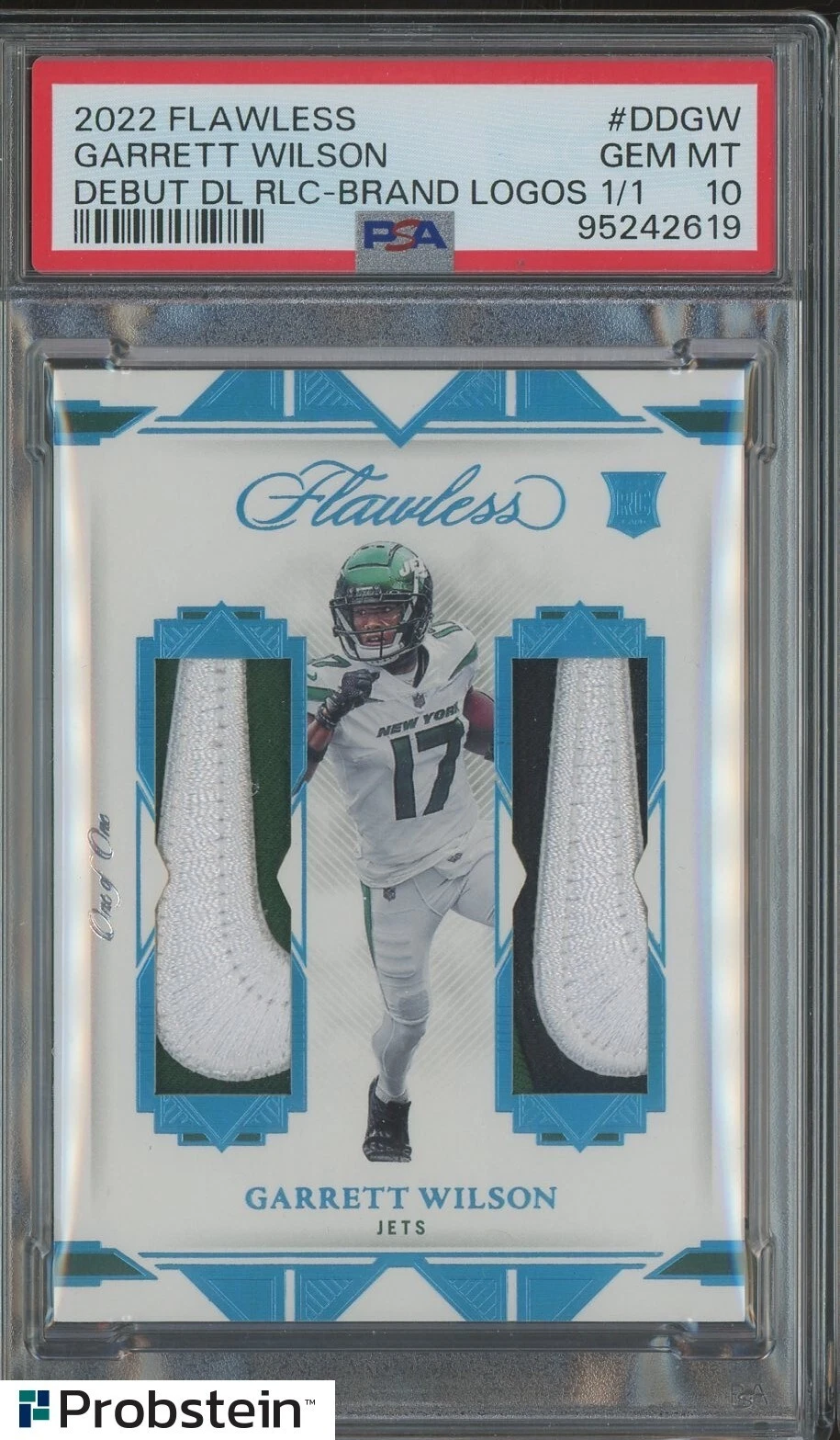 Garrett Wilson Panini Flawless Debut Duals Relics #DDGW Brand Logos 1/1