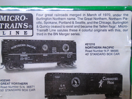 Micro-Trains N Scale Fallen Flags 4 FREIGHT SET SP&S+GN+NP+CB&Q Factory Sealed - Picture 6 of 6