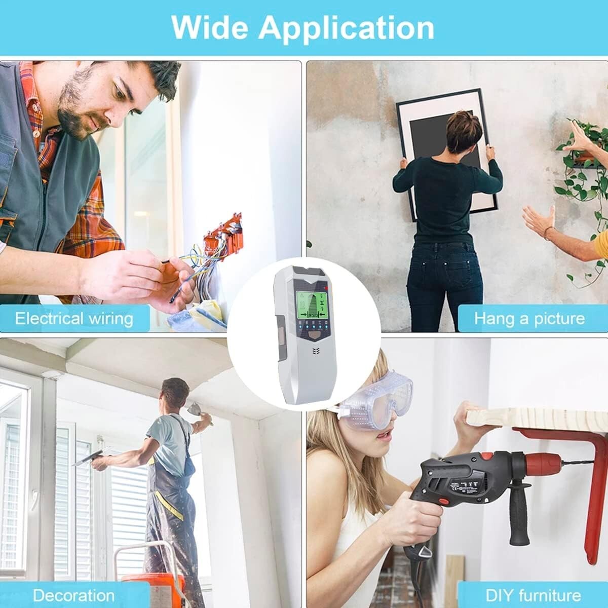 5-in-1 Digital Stud Finder Wood Metal Pipe Wire Wall Scanner