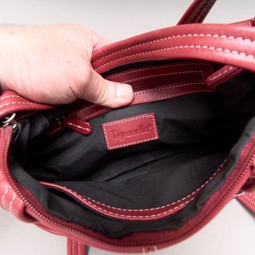 Tignanello Crossbody Bag Red Leather Pockets Adjustable Strap Purse 10 x 7 ins - Bild 7 von 15