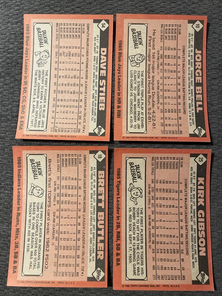 Tarjetas de béisbol Topps Super 1986 Foto 2 de 3