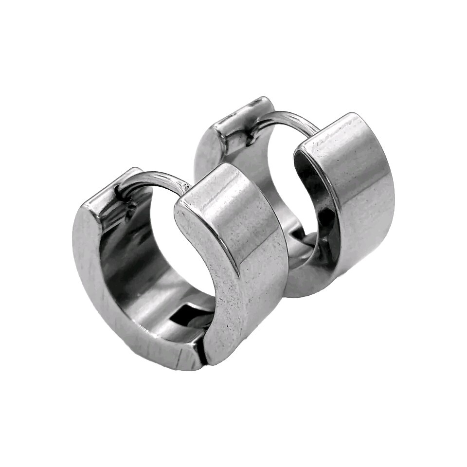 PENDIENTES GRANDES ACERO INOXIDABLE ARO HUGGIE COLOR PLATA HOMBRE MUJER 1 PAR